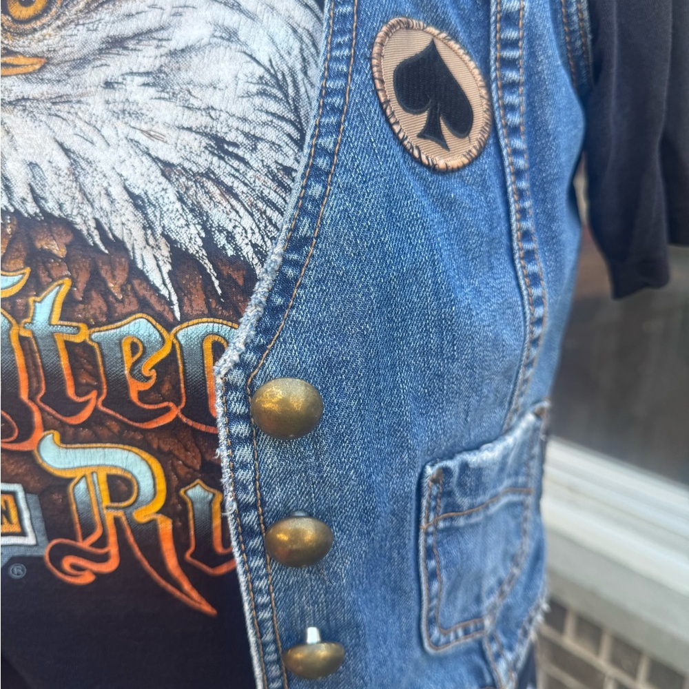 Vintage denim battle vest with Motörhead back patch - Picture 2 of 15